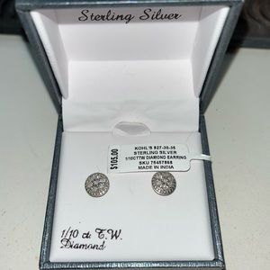 Sterling Silver 1/10th CTTW Diamond Earrings